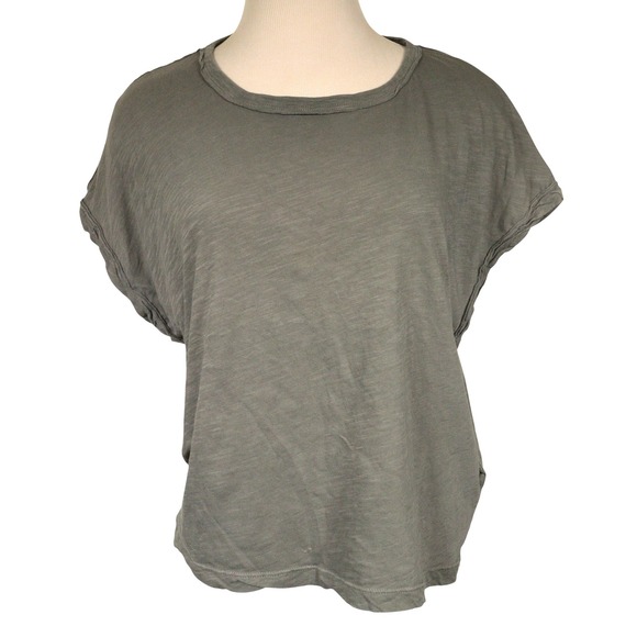 We The Free Tops - We The Free T-Shirt Women S Boxy Slub Knit Cap Sleeve Tee Olive Green Cotton